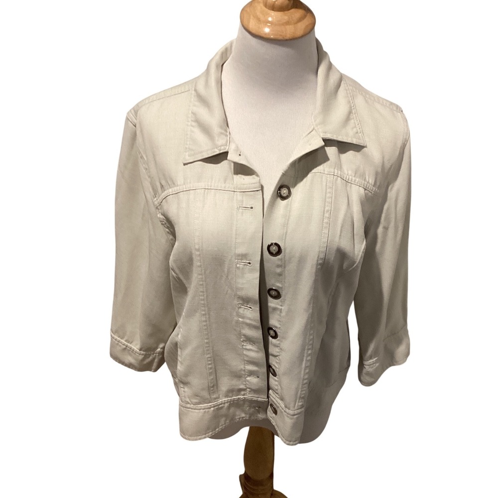 Christopher &‎ Banks Womens Khaki Tan 3/4 Sleeve Button Up Jacket XL
